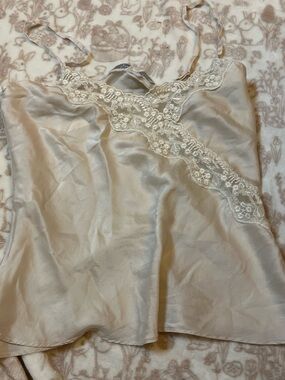 Lace Trim Cami Tank - Cream
